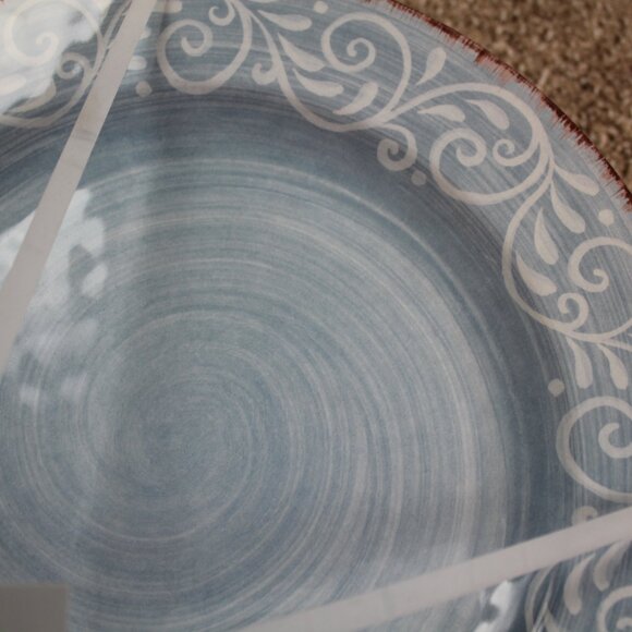 Soho Loft Melamine Dinner Plates Light Blue Swirl Rustic Set of 4 11" NWT RARE - Picture 7 of 7